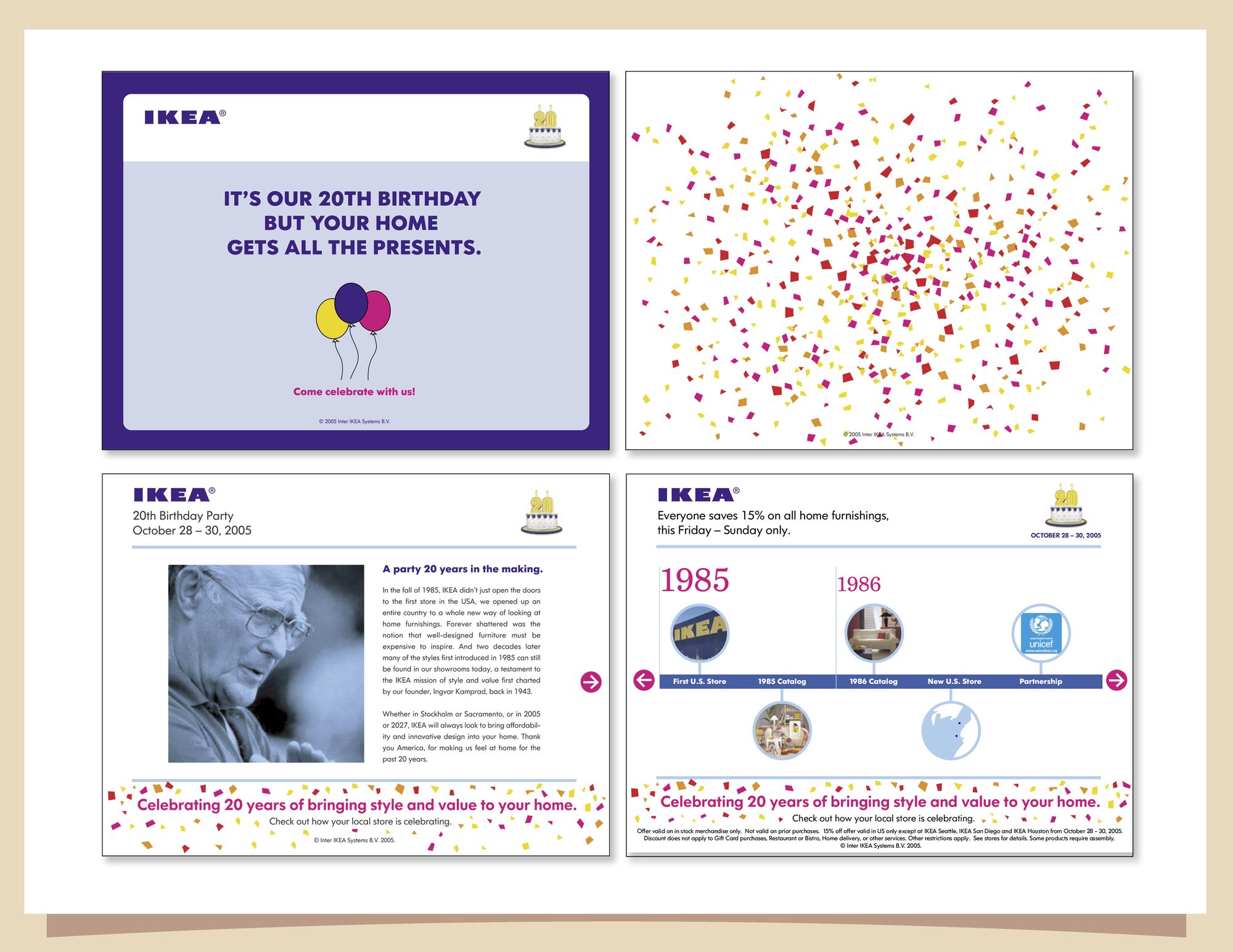 IKEA twentieth anniversary email and interactive timeline campaign